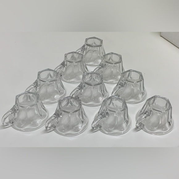 Lot of 10 Great Depression Era Vintage Hexagonal Flat Bottom Glass Punch Cups - Picture 8 of 16